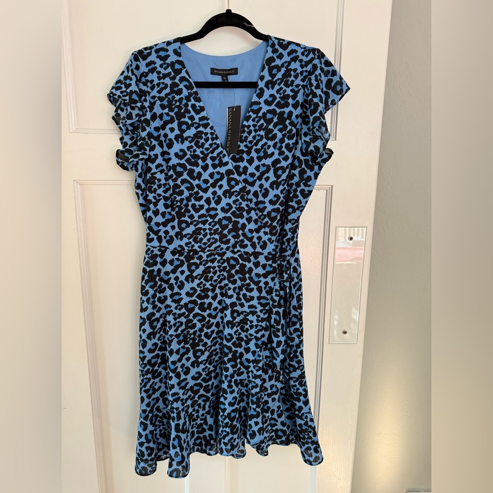 Banana Republic Blue and Black Midi Dress